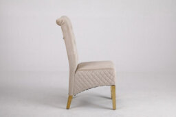 Modernique A Pair Of Velvet Dining Chairs With Golden Legs In Cream - thumbnail 3