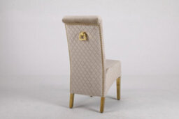 Modernique A Pair Of Velvet Dining Chairs With Golden Legs In Cream - thumbnail 5