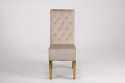 Modernique A Pair Of Velvet Dining Chairs With Golden Legs In Cream - thumbnail 2