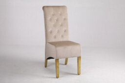 Modernique A Pair Of Velvet Dining Chairs With Golden Legs In Cream