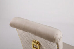 Modernique A Pair Of Velvet Dining Chairs With Golden Legs In Cream - thumbnail 8