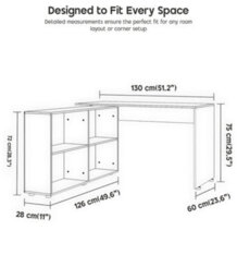 L Shaped Corner Desk, Computer Gaming Desk With Storage, 130X60X75Cm Computer Desk, Home Office Workstation Table, Computer Table - thumbnail 6