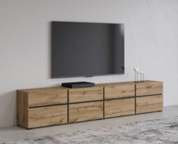 Arte Kross 40 Tv Cabinet In Oak Wotan - W2250mm H480mm D400mm Elegant Wood Finish - thumbnail 6