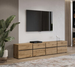 Arte Kross 40 Tv Cabinet In Oak Wotan - W2250mm H480mm D400mm Elegant Wood Finish - thumbnail 5