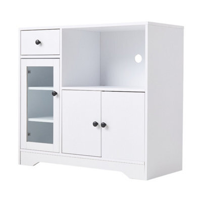 Living And Home White Wooden Sideboard Storage Cabinet With 3 Doors And 1 Drawer - image 1