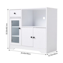 Living And Home White Wooden Sideboard Storage Cabinet With 3 Doors And 1 Drawer - thumbnail 7