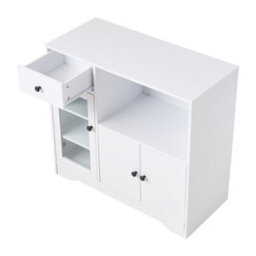 Living And Home White Wooden Sideboard Storage Cabinet With 3 Doors And 1 Drawer - thumbnail 6