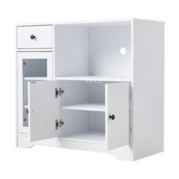 Living And Home White Wooden Sideboard Storage Cabinet With 3 Doors And 1 Drawer - thumbnail 3