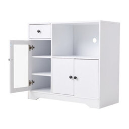 Living And Home White Wooden Sideboard Storage Cabinet With 3 Doors And 1 Drawer - thumbnail 4
