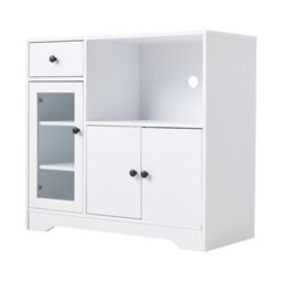 Living And Home White Wooden Sideboard Storage Cabinet With 3 Doors And 1 Drawer - thumbnail 1
