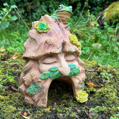 Animal Crackers Frog Toad House Wildlife Shelter, Face In Tree Stump Design With Frog Decoration, Novelty Frog Or Wildlife Lover Gift - image 1
