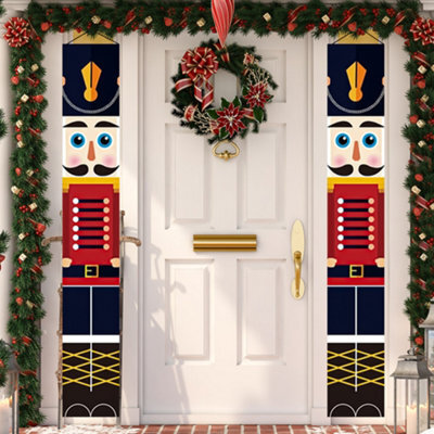 GloBrite Nutcracker Christmas Decorations - 1 Pair Soldier Banner Model Hanging Porch Display For Indoor Outdoor Garden & Holiday Décor - image 1