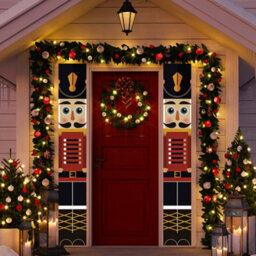 GloBrite Nutcracker Christmas Decorations - 1 Pair Soldier Banner Model Hanging Porch Display For Indoor Outdoor Garden & Holiday Décor - thumbnail 3