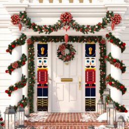 GloBrite Nutcracker Christmas Decorations - 1 Pair Soldier Banner Model Hanging Porch Display For Indoor Outdoor Garden & Holiday Décor - thumbnail 2