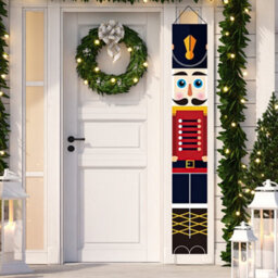 GloBrite Nutcracker Christmas Decorations - 1 Pair Soldier Banner Model Hanging Porch Display For Indoor Outdoor Garden & Holiday Décor - thumbnail 4