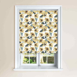 Lister Cartwright Floral & Leaf Ochre Blackout Roller Blinds Easy Fit Child Safety Included (90 X 140 Cm)