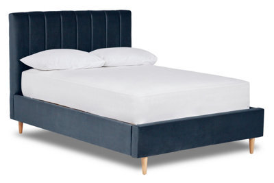Divan Base Direct Solara Vertical Paneled Fabric Bed Base Only 5Ft King- Verlour Midnight