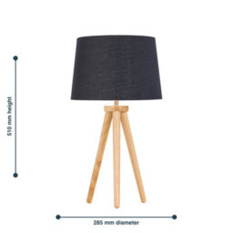 First Choice Lighting Set Of 2 Light Oak Table Lamp Or Bedside Lights With Black Gold Shades - thumbnail 6