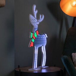 Samuel Alexander 60Cm Light Up Standing Reindeer With Scarf Christmas Infinity Decoration With Multi-Coloured Leds - thumbnail 5