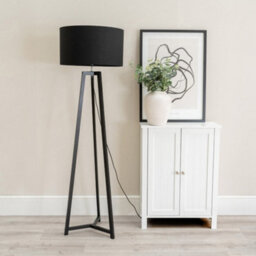 Valuelights Lottie Black Wood Tripod Floor Lamp With Black Drum Shade - thumbnail 3