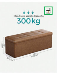 LEDREM Storage Ottoman, Foldable Small Ottoman Foot Rest, 38 X 110 X 38 Cm, Cube Ottoman With Storage, Load Up To 300 Kg, For Living Room - thumbnail 8