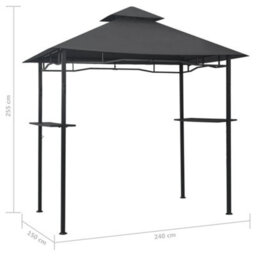 Berkfield Bbq Gazebo 240X150X255 Cm Anthracite Steel - thumbnail 7