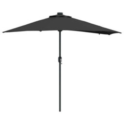 Berkfield Modern Garden Parasol With Led Strip Lights Black Fabric - thumbnail 1