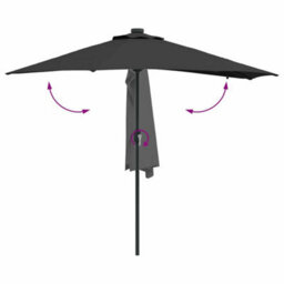 Berkfield Modern Garden Parasol With Led Strip Lights Black Fabric - thumbnail 9