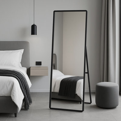 Mirroroutlet The Naturalis Solid Black Oak Rounded Corner Cheval Mirror 170Cm X 58Cm - image 1