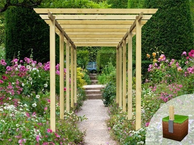 Edecks Royal Walkway Wooden Garden Pergola (W 2400mm X D 7200mm) With Concrete In Posts (2.7M) - image 1