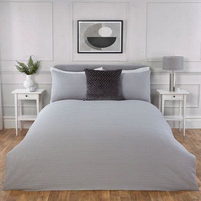 Julian Charles Home Bedford Grey Waffle Modern Duvet Set - image 1