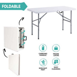 Crystals 2X 4Ft Catering Camping Heavy Duty Folding Trestle Table Picnic Bbq Party - thumbnail 3
