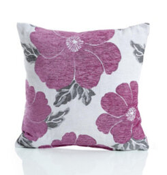 Luxury Living Poppy Luxury Floral Chenille Cushion Pink/grey