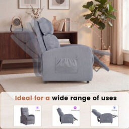 Grey Push Back Recliner Chair With Lumbar Support - thumbnail 6
