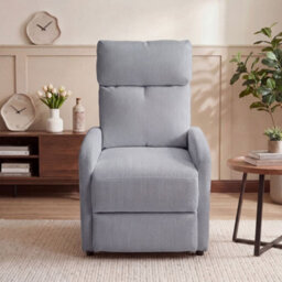 Grey Push Back Recliner Chair With Lumbar Support - thumbnail 4