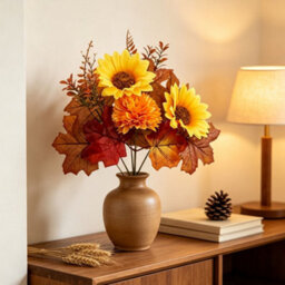 Amorly 5 Pcs Fall Artificial Sunflowers And Mums Cemetery Flowers For Table Centerpieces Vase Floral Arrangement Home Kitchen Decor - thumbnail 5