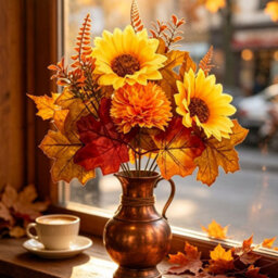 Amorly 5 Pcs Fall Artificial Sunflowers And Mums Cemetery Flowers For Table Centerpieces Vase Floral Arrangement Home Kitchen Decor - thumbnail 6