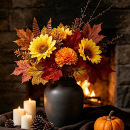 Amorly 5 Pcs Fall Artificial Sunflowers And Mums Cemetery Flowers For Table Centerpieces Vase Floral Arrangement Home Kitchen Decor - thumbnail 2