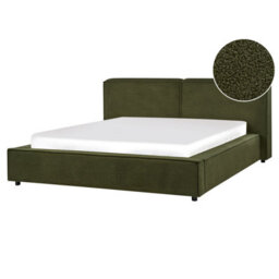 Beliani Bed Boucle Linards 160 X 200 Cm (Eu King Size) Dark Green - thumbnail 1