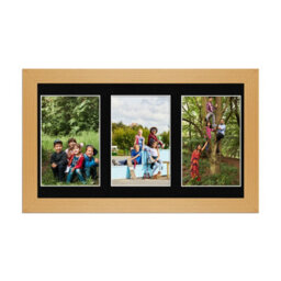 AK Frames 40X20Cm Country Pine Modern Multi Photo Frame With Black Mount - Holds 3 Apertures (3X) 6X4 Photos