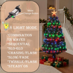 Shatchi 4Ft/120Cm Multicolour 8 Modes Fibre Optic Christmas Tree Led Pre-Lit - thumbnail 9