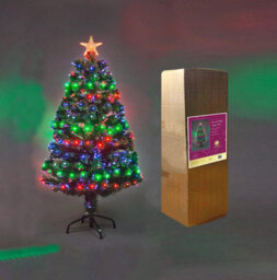 Shatchi 4Ft/120Cm Multicolour 8 Modes Fibre Optic Christmas Tree Led Pre-Lit