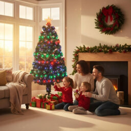 Shatchi 4Ft/120Cm Multicolour 8 Modes Fibre Optic Christmas Tree Led Pre-Lit - thumbnail 7