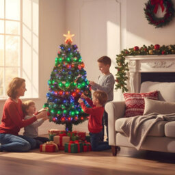 Shatchi 4Ft/120Cm Multicolour 8 Modes Fibre Optic Christmas Tree Led Pre-Lit - thumbnail 5