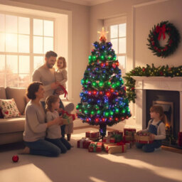 Shatchi 4Ft/120Cm Multicolour 8 Modes Fibre Optic Christmas Tree Led Pre-Lit - thumbnail 6