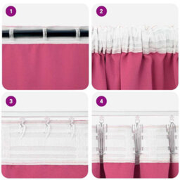 Berkfield Curtains With Curtains 2 Pcs Bright Pink 245 X 140 Cm Polyester - thumbnail 6