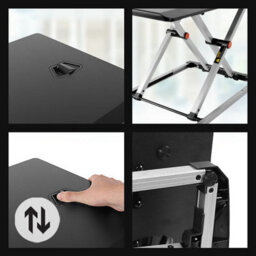 Duronic Dm05D11 Bk Sit-Stand Desk Workstation, Desk Convertor, Manually Height Adjustable 5-40Cm, 74X43Cm Platform - Black - thumbnail 4