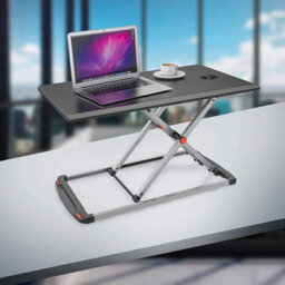Duronic Dm05D11 Bk Sit-Stand Desk Workstation, Desk Convertor, Manually Height Adjustable 5-40Cm, 74X43Cm Platform - Black - thumbnail 5