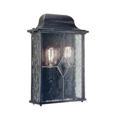 Weatherproof Ip43 2-Bulb Lantern With Leaded Glass And Led E27 60W