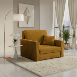 Viva Bis I Premium Sofa Bed Armchair With Storage For Lounge Chipboard Polyurethane Foam 103X85X98Cm Mustard - thumbnail 1